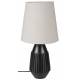 Lampe de Table Aysa Noir Woody Luminaire à Poser Eclairage en Aluminium Thermolaqué Noir et Tissu Blanc 25x25x52cm
