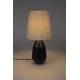 Lampe de Table Aysa Noir Woody Luminaire à Poser Eclairage en Aluminium Thermolaqué Noir et Tissu Blanc 25x25x52cm