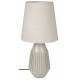 Lampe de Table Aysa Sable Woody Luminaire à Poser Eclairage en Aluminium Thermolaqué Sable et Tissu Blanc 25x25x52cm