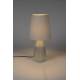 Lampe de Table Aysa Sable Woody Luminaire à Poser Eclairage en Aluminium Thermolaqué Sable et Tissu Blanc 25x25x52cm