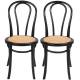 Lot de 2 Chaises Troquet Signature Assises de Table Vintage Sièges en Hêtre Noir et Rotin Naturel 42x55x88cm