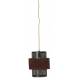 Suspension Nora Burgandy Athezza Luminaire Eclairage en Velours et Cannage Métal 25x25x30cm
