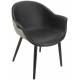 Fauteuil de Table Orly Signature Chaise Vintage Siège en Métal Vinyle et Chêne Noir 65x68x83cm