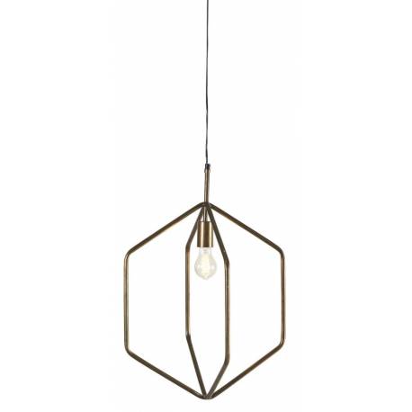 Suspension Prisme Tora Gamme Athezza Luminaire à Suspendre Plafonnier Lampe 1 Ampoule en Métal Laiton Doré 43x43x60cm