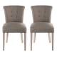 Lot de 2 Chaises Corte Dossier Bas Signature Duo d'Assises de Table Sièges en Chêne Naturel et Tissu Couleur Taupe 50x61x87cm