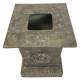 Socle Colonne Pilier Pour Vasque Jardinière Décoration Extérieure en Fonte Patinée Verte 35x35x50cm