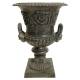 Grande Vasque Vase Jardiniere avec Anses Pot de Fleur en Fonte Patinée Verte 44x44x61cm