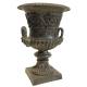 Grande Vasque Vase Jardiniere avec Anses Pot de Fleur en Fonte Patinée Verte 44x44x61cm