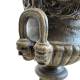 Vasque et Socle Géant Vase Jardinière Extérieur de Chateau en Fonte Patinée Verte 44x44x111cm