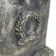 Vasque et Socle Géant Vase Jardinière Extérieur de Chateau en Fonte Patinée Verte 44x44x111cm