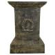 Socle Colonne Pilier Pour Vasque Jardinière Décoration Extérieure Intérieure de Château en Fonte Patinée Verte 44x44x63cm