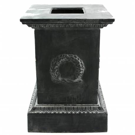 Socle Colonne Pilier Pour Vasque Jardinière Décoration Extérieure Intérieure de Château en Fonte Patinée Grise 44x44x63cm