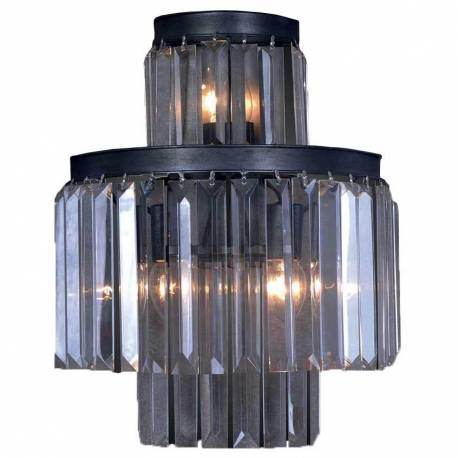 Applique Verre Métal Gris Fulgurant Signature Suspension Luminaire à Pampille 35x35x42cm