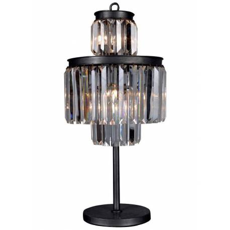 Lampe de Table Verre Métal Gris Fulgurant Signature Luminaire à Poser Pampille 8 lampes 38x38x81cm