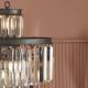 Lampadaire Verre Métal Gris Fulgurant Signature Luminaire Pampilles 10 lampes 52x52x170cm