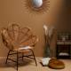 Fauteuil Rotin Fleur Signature Assise de Salon Bohème Siège en Rotin Couleur Naturelle 54x90x104cm