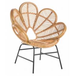 Fauteuil Rotin Fleur Signature Assise de Salon Bohème Siège en Rotin Couleur Naturelle 54x90x104cm