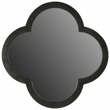 Miroir Trèfle Athezza Glace Moderne Décoration Murale en Métal Noir et Verre 2x87x87cm