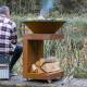 Braséro C-Cook Actuel Acier Corten Plancha à Bois Barbecue Mobile Personnalisable 82,5x82,5x107,6cm