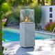 Chauffage Extérieur Néocube-O Actuel Patio Acier et Verre Cheminée Gaz Braséro Terrasse 42,8x42,8x143,1cm