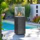 Chauffage Extérieur Néocube-O Actuel Patio Acier et Verre Cheminée Gaz Braséro Terrasse 42,8x42,8x143,1cm
