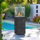 Chauffage Extérieur Néocube-O Actuel Patio Acier et Verre Cheminée Gaz Braséro Terrasse 42,8x42,8x143,1cm