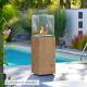 Chauffage Extérieur Néocube-O Actuel Patio Acier et Verre Cheminée Gaz Braséro Terrasse 42,8x42,8x143,1cm