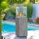 Chauffage Extérieur Néocube-O Actuel Patio Acier et Verre Cheminée Gaz Braséro Terrasse 42,8x42,8x143,1cm