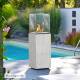 Chauffage Extérieur Néocube-O Actuel Patio Acier et Verre Cheminée Gaz Braséro Terrasse 42,8x42,8x143,1cm