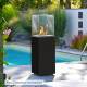 Chauffage Extérieur Néocube-O Actuel Patio Acier et Verre Cheminée Gaz Braséro Terrasse 42,8x42,8x143,1cm