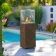 Chauffage Extérieur Néocube-O Actuel Patio Acier et Verre Cheminée Gaz Braséro Terrasse 42,8x42,8x143,1cm