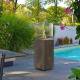 Chauffage Extérieur Néocube-O Actuel Patio Acier et Verre Cheminée Gaz Braséro Terrasse 42,8x42,8x143,1cm