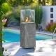 Chauffage Extérieur Néocube-O Actuel Patio Acier et Verre Cheminée Gaz Braséro Terrasse 42,8x42,8x143,1cm