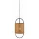 Suspension Bayana Athezza Luminaire Style Bohème Eclairage en Métal Noir et Cannage Rotin Naturel 25x25x54cm