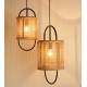Suspension Bayana Athezza Luminaire Style Bohème Eclairage en Métal Noir et Cannage Rotin Naturel 25x25x54cm