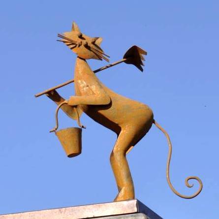 Statue de Chat avec un Parapluie Représentation de Félin Décoration de  Jardin en Acier Oxydé 7x20x30cm - L'Héritier du Temps
