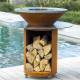 Plancha Rondo Ø82.5cm Acier Corten Brasero Barbecue Rond à Bois Personnalisable 82,5x82,5x106,2cm