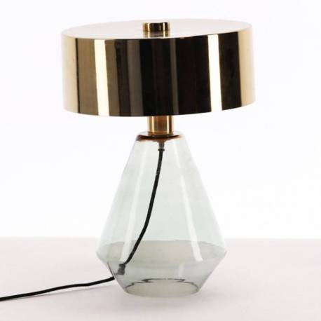 Lampe de Table Verano Verte Athezza Luminaire à Poser Eclairage en Verre Teinté Vert et Laiton Brillant 29x29x38cm