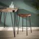 Lot de 2 Tabourets Hinsk Assises de Comptoir Siège en Acier Noir et Polyuréthane Marron 41x41x70cm