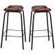 Lot de 2 Tabourets Hinsk Assises de Comptoir Siège en Acier Noir et Polyuréthane Marron 41x41x70cm