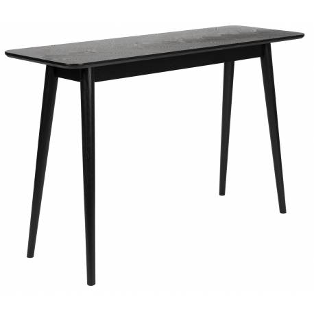 Console Fabio Noire Woody Table d'Appoint Meuble de Rangement en Bois de Frêne Noire 40x75x120cm