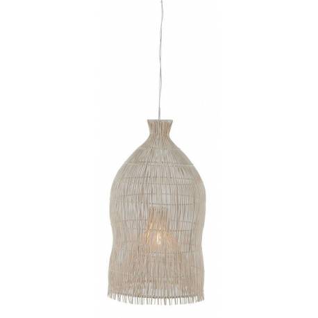 Suspension Myndi Crème Athezza Luminaire Eclairage en Métal et Rotin Crème 43x43x76cm