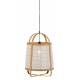 Suspension Talisse Athezza Luminaire Contemporain Eclairage à Suspendre en Bambou Naturel et Lin Blanc 44x44x60cm