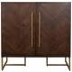 Meuble Bar Vinothèque Class Bahut Dutchbone Design Industriel Vintage en Acier et Bois Plaqué Acacia Noyer 50x100x100cm