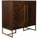 Meuble Bar Vinothèque Class Bahut Dutchbone Design Industriel Vintage en Acier et Bois Plaqué Acacia Noyer 50x100x100cm