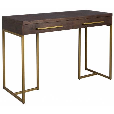 Bureau Class Dutchbone Console de Rangement Meuble Design Industriel Vintage en Acier et Bois Plaqué Acacia Noyer 45x78x120cm