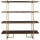 Etagère Class Dutchbone Colonne de Rangement Design Seventies en Acier et Placage acacia couleur Noyer 40x140x146cm