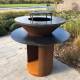 Plancha Rondo Ø82.5cm Acier Corten Brasero Barbecue Rond à Bois Personnalisable 82,5x82,5x106,2cm
