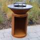 Plancha Rondo Ø82.5cm Acier Corten Brasero Barbecue Rond à Bois Personnalisable 82,5x82,5x106,2cm