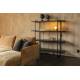 Etagère Class Dutchbone Colonne de Rangement Salon Vintage en Acier et Placage Acacia finition Noire 40x140x146cm